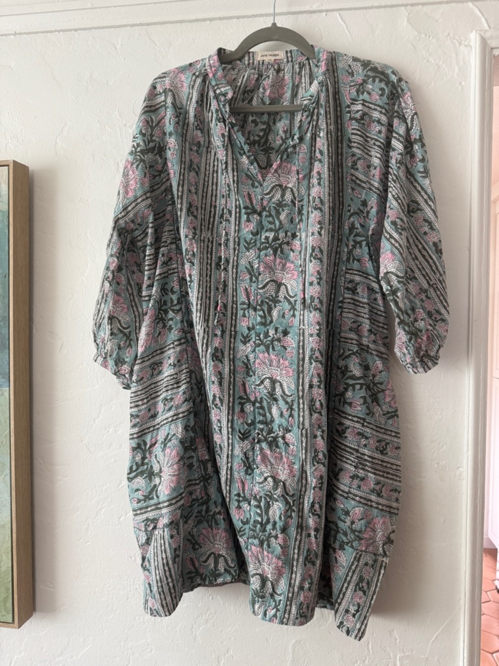 Jane Valken Indian block print cotton tunic dress medoum